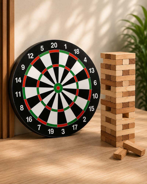 Jenga Blocks + Dartboard Game Combo