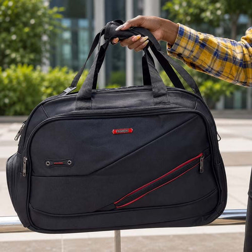 Travel Duffel Bag With Red Stripes
