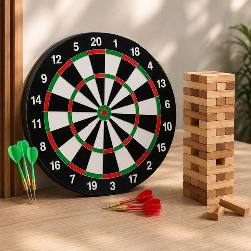 Jenga Blocks + Dartboard Game Combo