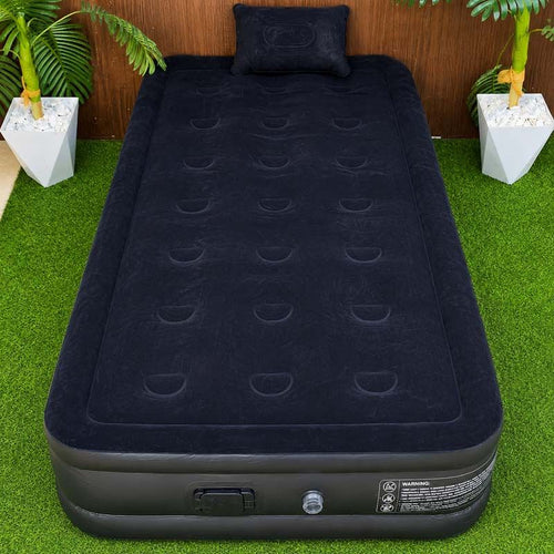 Rechargeable Self Inflating Bed + Pillow - Single/Black