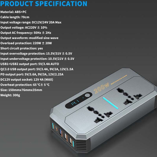 200W Car Power Inverter