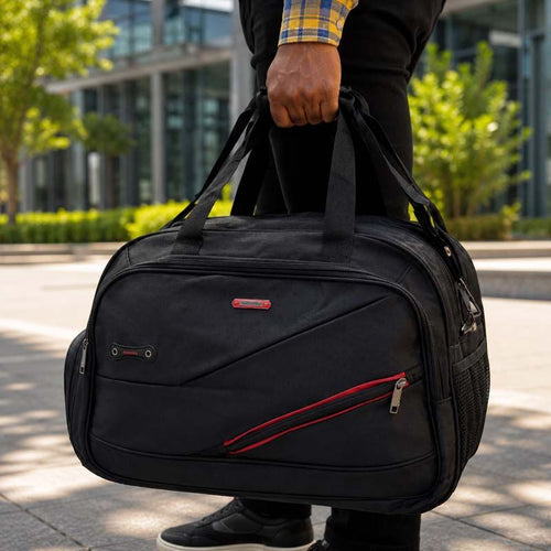 Travel Duffel Bag With Red Stripes