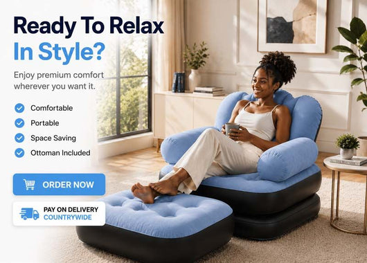 2-in-1 Inflatable Sofa Bed - Light Blue