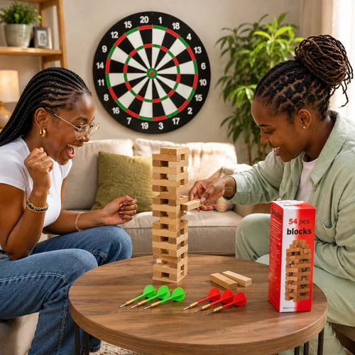 Jenga Blocks + Dartboard Game Combo