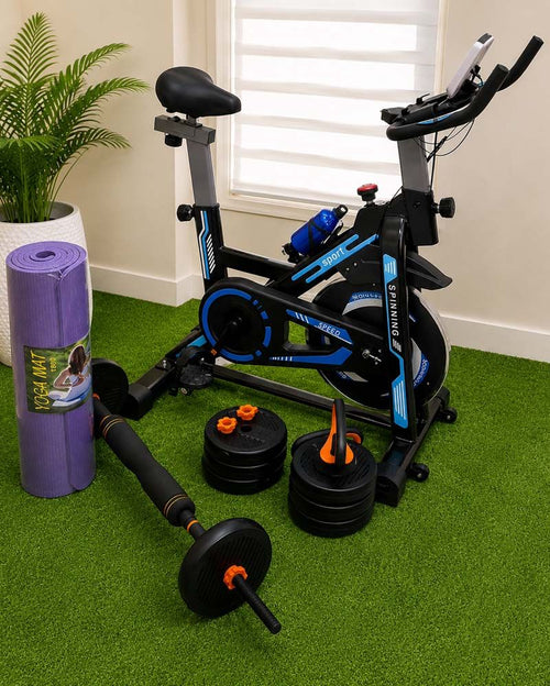50kg Barbell+Spin Bike+ FREE Yoga Mat