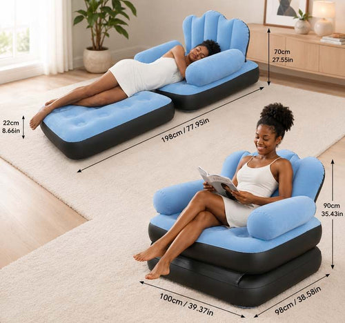 2-in-1 Inflatable Sofa Bed - Light Blue