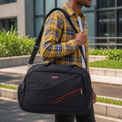 Travel Duffel Bag With Red Stripes