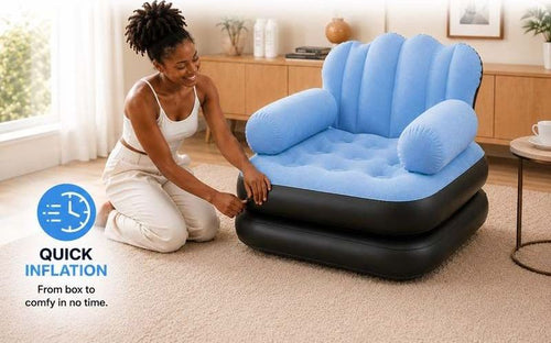 2-in-1 Inflatable Sofa Bed - Light Blue