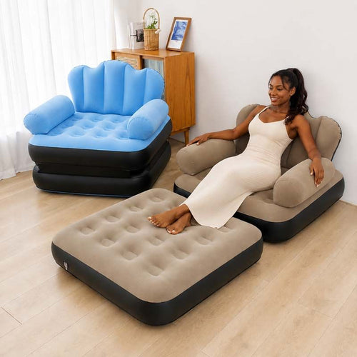 2-in-1 Inflatable Sofa Bed - Light Blue