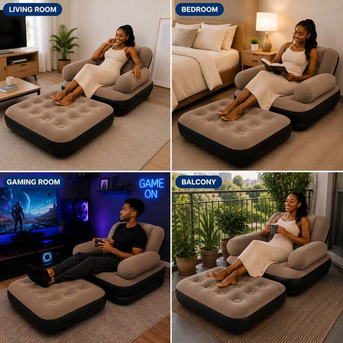2-in-1 Inflatable Sofa Bed - Light Blue