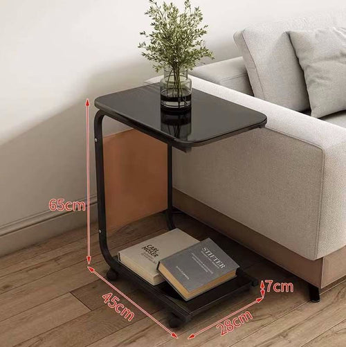2-Layer Side Table With Wheels