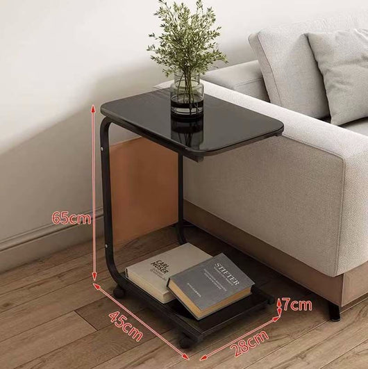 2-Layer Side Table With Wheels