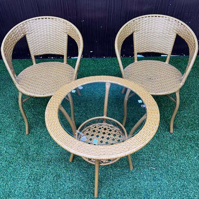 3Pcs Wooven Balcony Set - Ash Grey