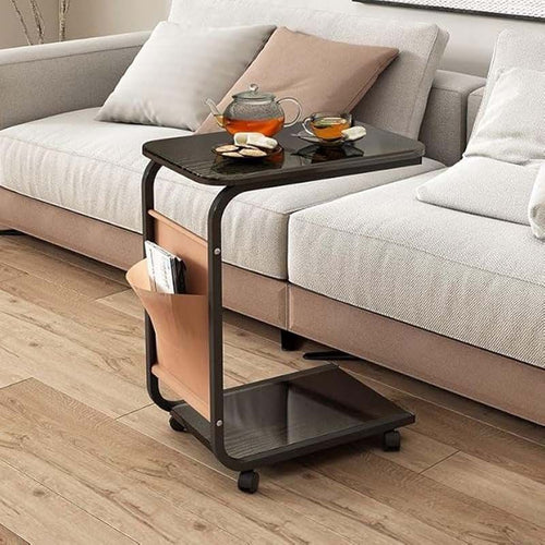 2-Layer Side Table With Wheels