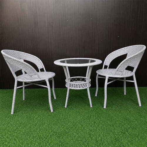 3Pcs Wooven Balcony Set - Ash Grey